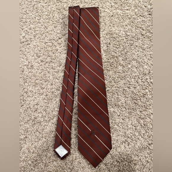 Christian Dior vintage Monsieur Neck Tie brown Striped - Picture 1 of 5